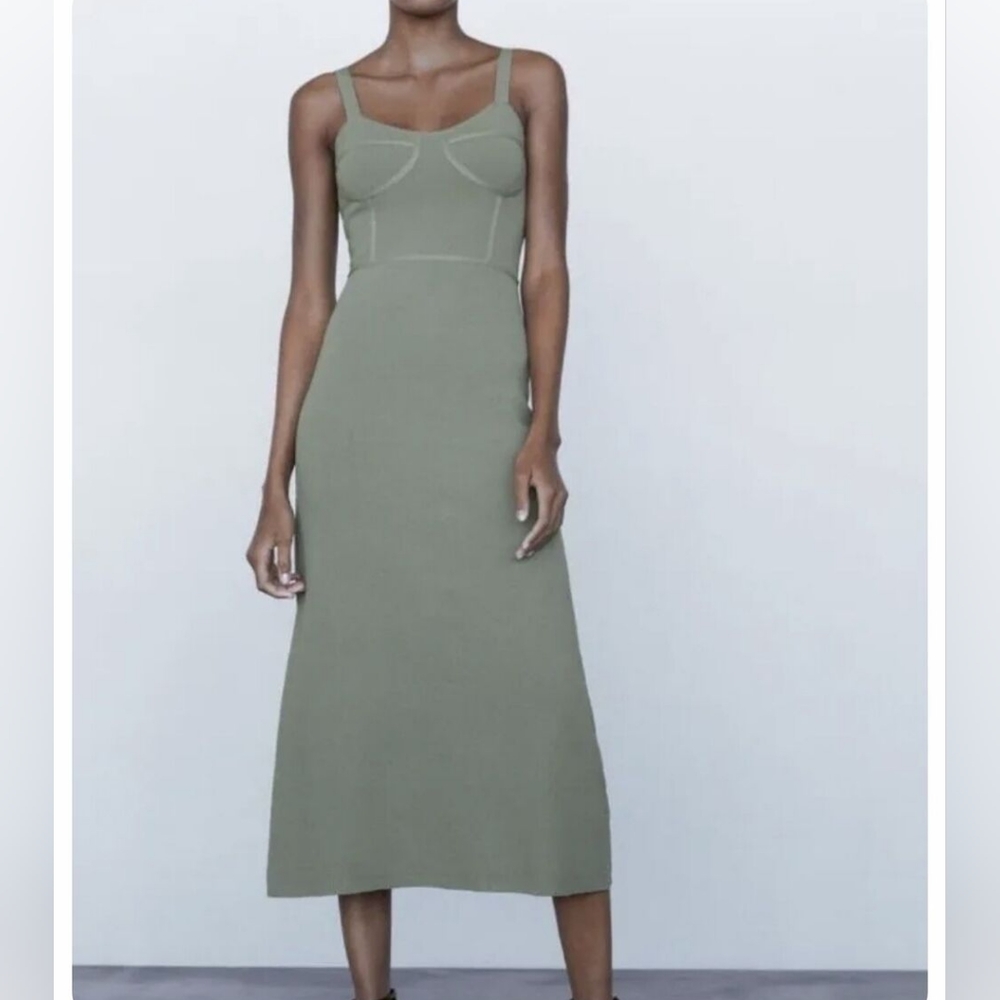 Zara bustier style dress in sage green